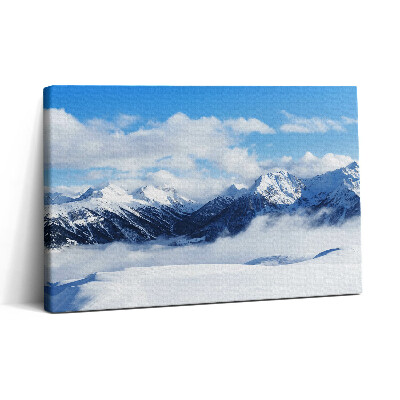 Vászonkép nyomtatás 30x20 Panoráma a francia Alpok téli hegyeiről