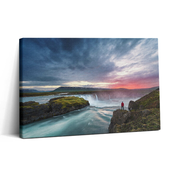 Vászonkép nyomtatás 30x20 Tájkép Godafoss vízeséssel