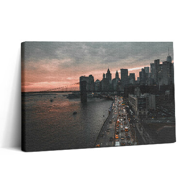 Vászonkép nyomtatás 30x20 A város panorámája napfelkeltekor