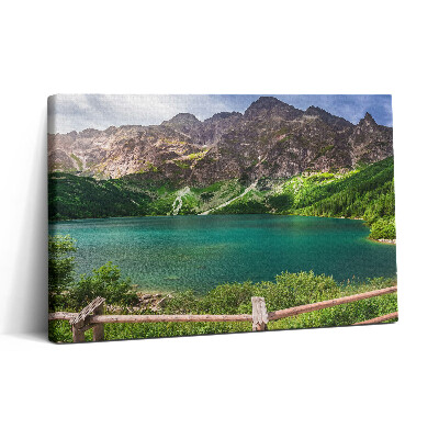 Vászonkép nyomtatás 30x20 Tájkép egy tóról a hegyekben