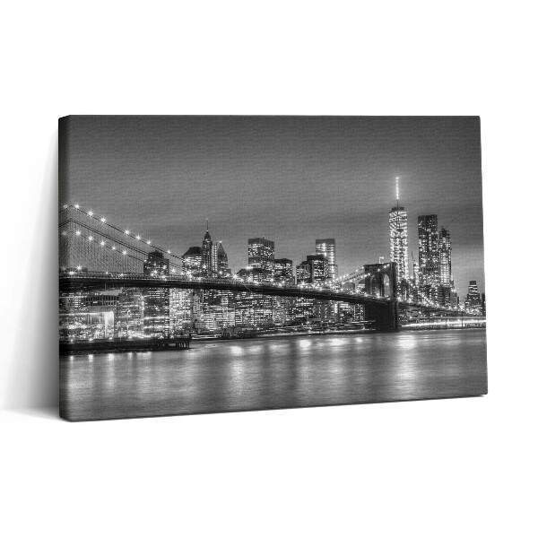 Vászonkép nyomtatás 30x20 Brooklyn híd New Yorkban éjszaka
