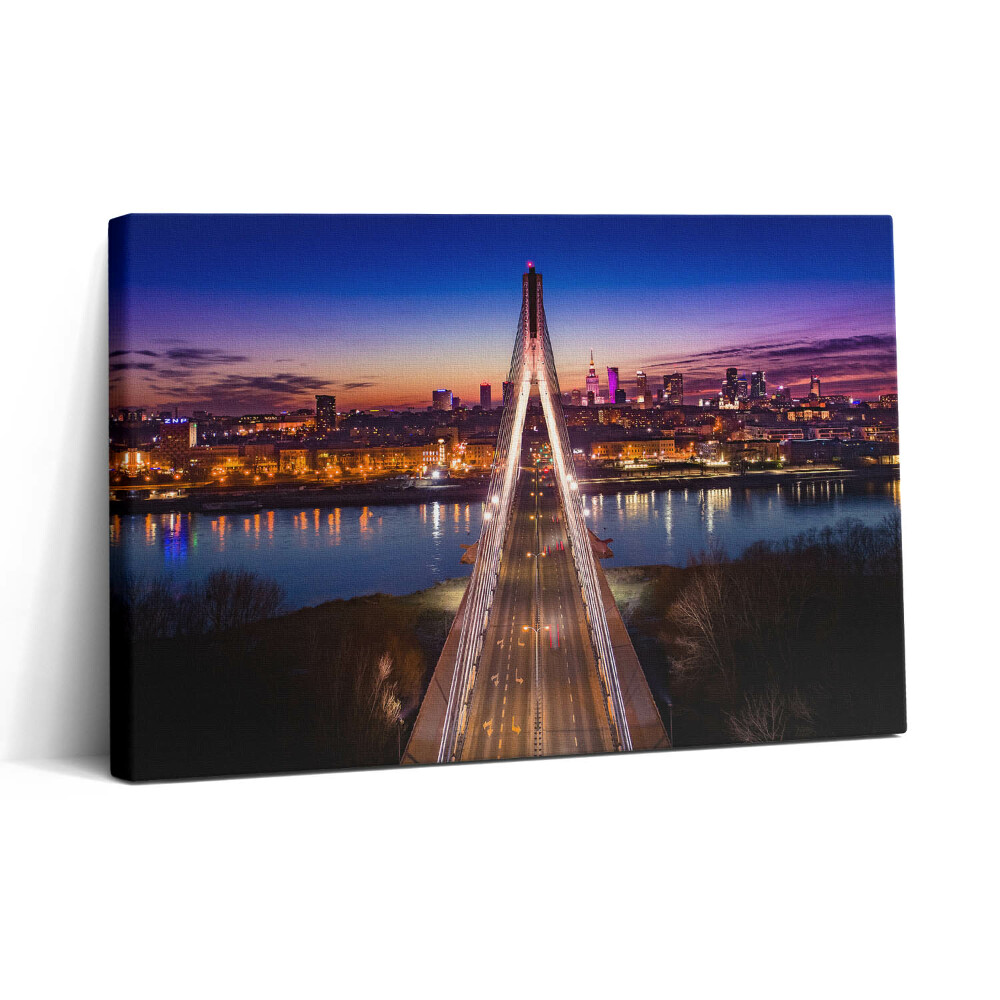 Vászonkép nyomtatás 30x20 Híd és a város este