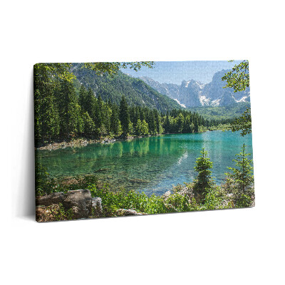 Canvas kép 60x40 Hegyi táj egy tó az erdőben