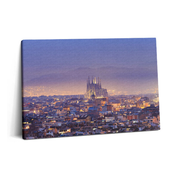 Canvas kép 60x40 Barcelona és a Sagrada éjszakai látképe
