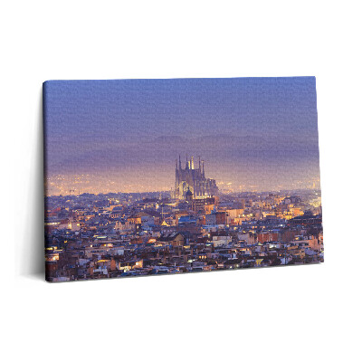 Canvas kép 60x40 Barcelona és a Sagrada éjszakai látképe
