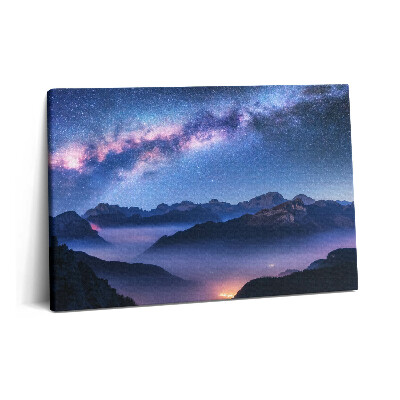 Canvas kép 60x40 Csillagos égbolt a hegyek felett