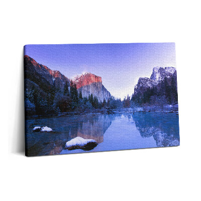 Canvas kép 60x40 Téli táj egy tóval