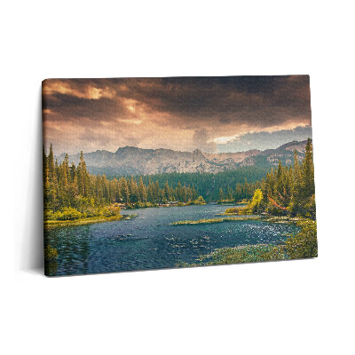 Canvas kép 60x40 Erdei táj hegyek és tó