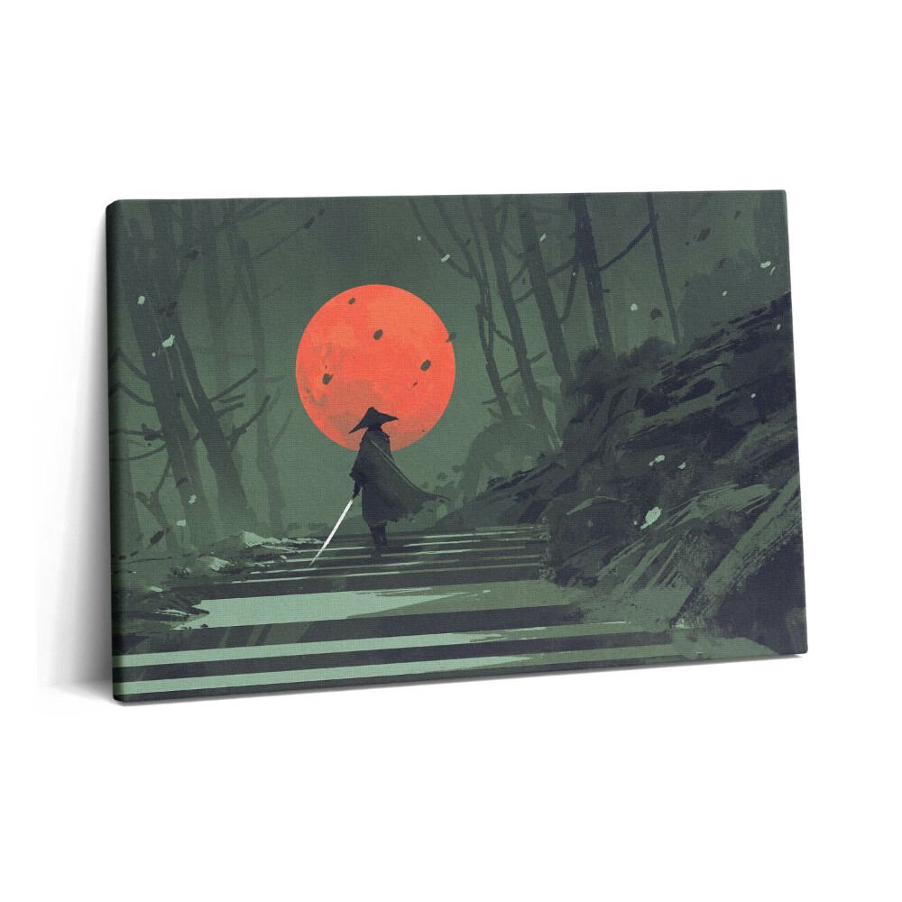 Canvas kép 60x40 Szamurájok az erdőben és a hold éjszaka