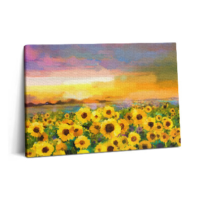 Canvas kép 60x40 Napraforgómező és naplemente