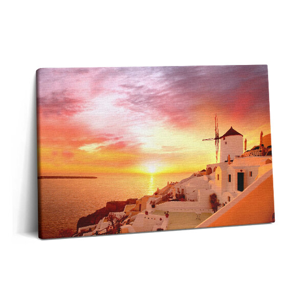 Canvas kép 60x40 Santorini egy régi szélmalommal