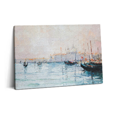 Canvas kép 60x40 Velencei gondolák olajfestmény
