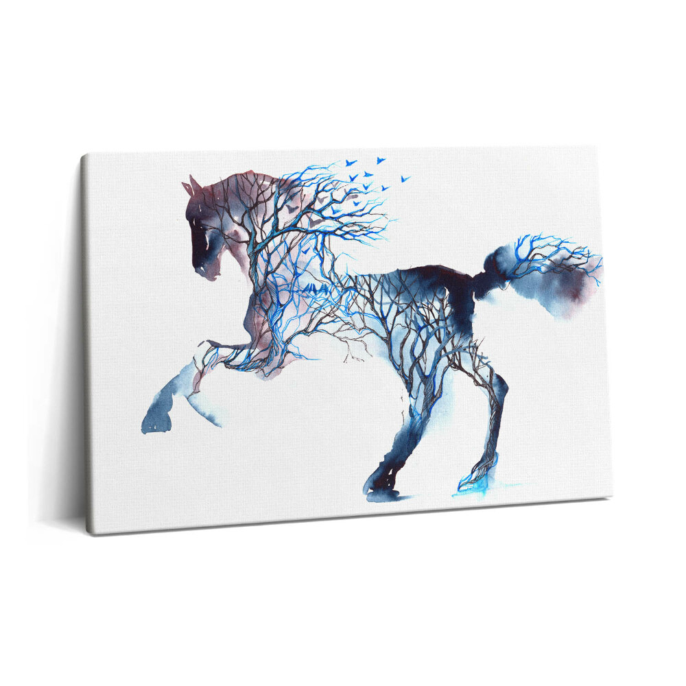 Canvas kép 60x40 Állati természet - festett ló és fák