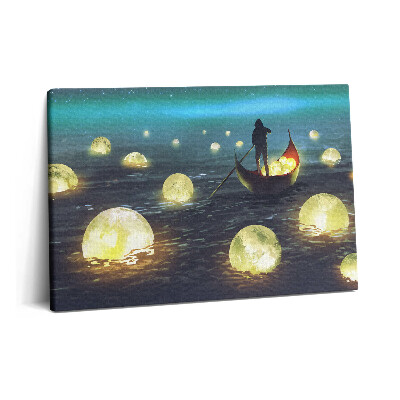 Canvas kép 60x40 Csónakok és holdak ábrázolása