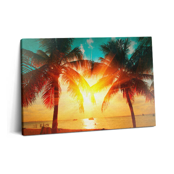 Canvas kép 60x40 Nyaralási kilátás - pálmafák naplementében