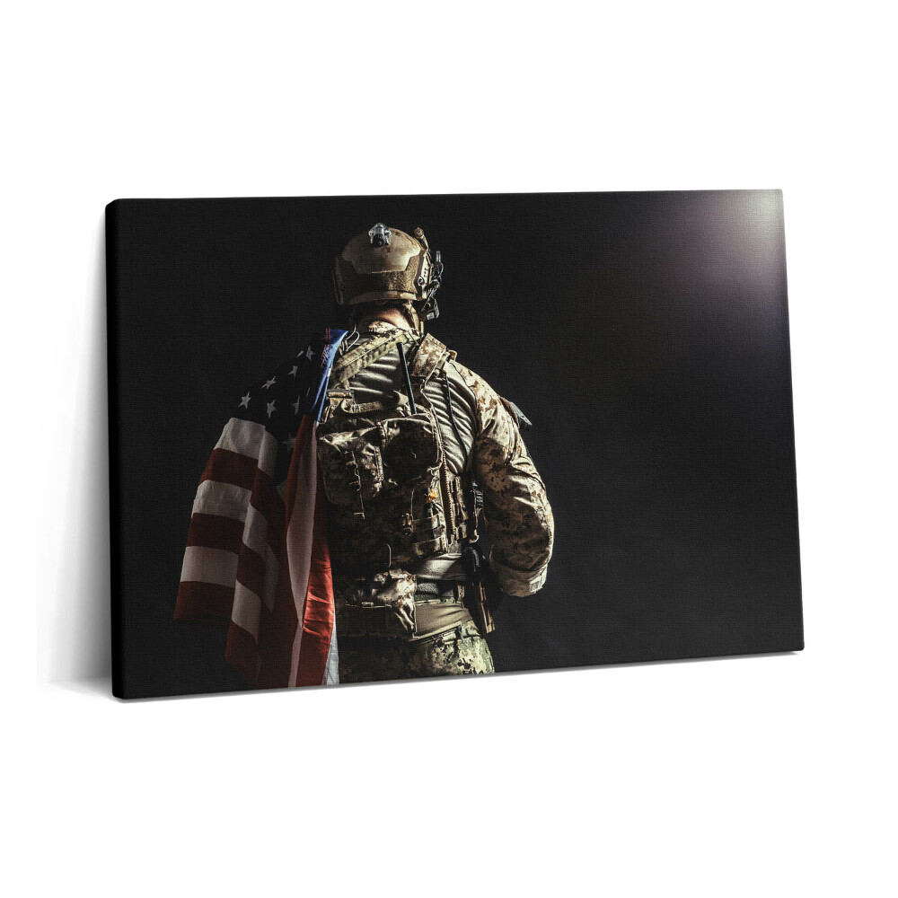 Canvas kép 60x40 Katona zászlóval