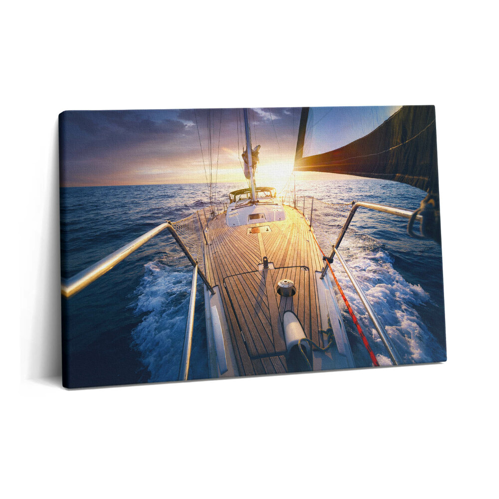 Canvas kép 60x40 Naplemente egy vitorlás fedélzetén