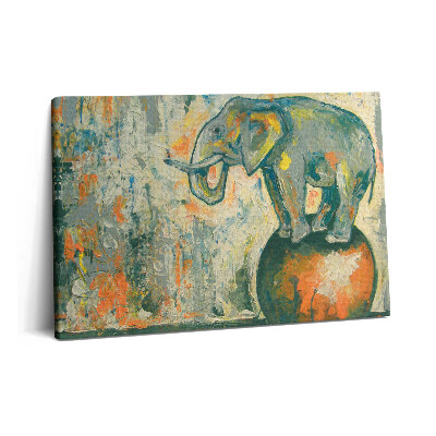 Canvas kép 60x40 Festett elefánt figura egy gömbön