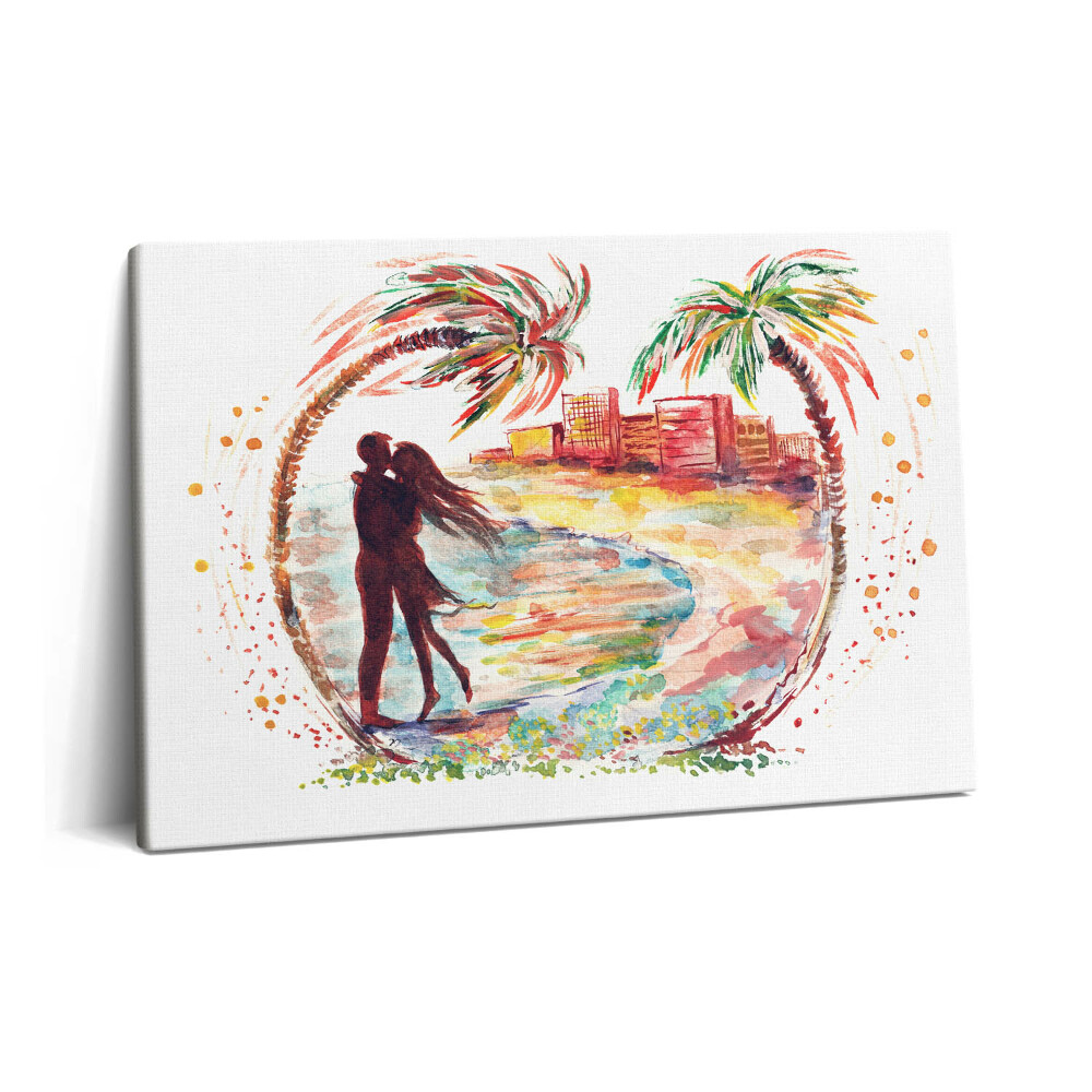 Canvas kép 60x40 Szerelmet ábrázoló akvarell a miami tengerparton