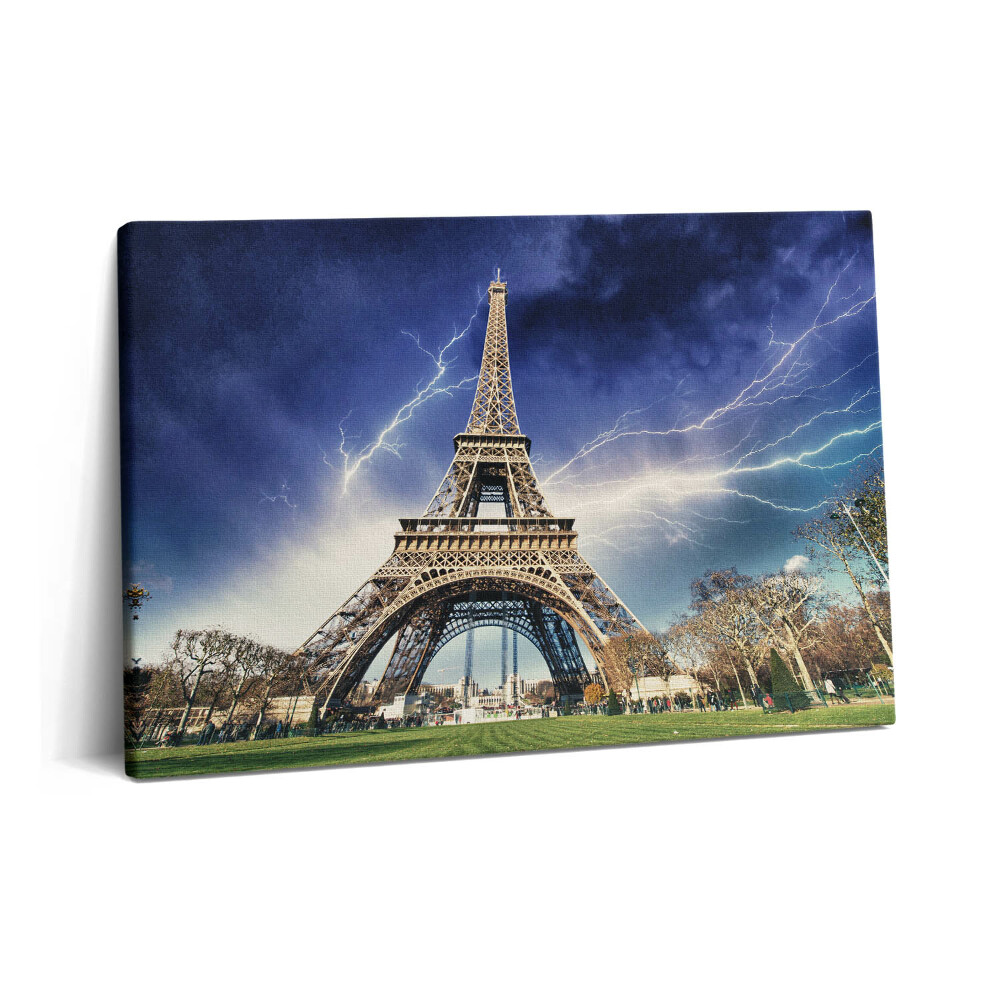 Canvas kép 60x40 Villámlás és vihar az Eiffel-toronyban