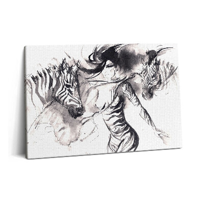 Canvas kép 60x40 Nő zebrák absztrakciói között