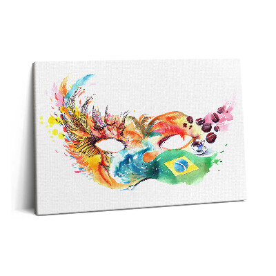 Canvas kép 60x40 Brazil kultúra és zászló maszkkal