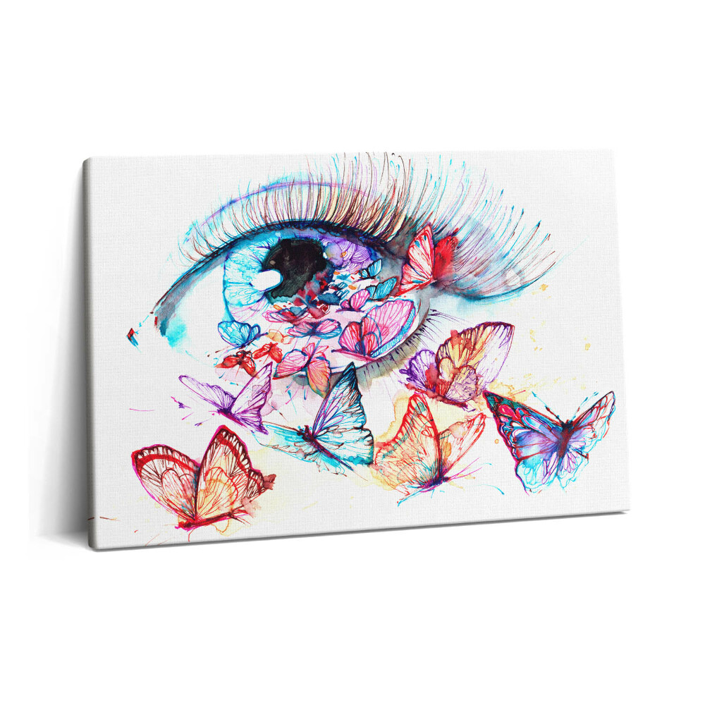 Canvas kép 60x40 Színes festett szemek és pillangók