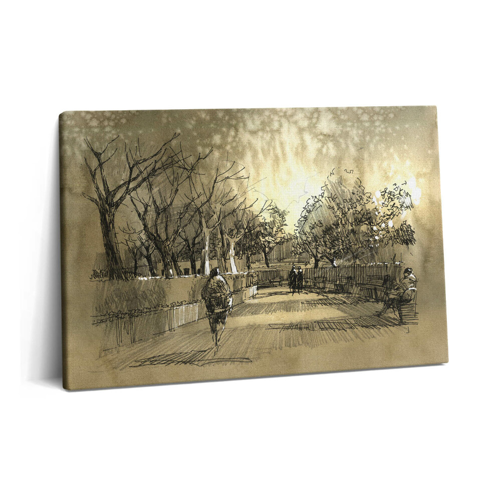 Canvas kép 60x40 Vázlat - park és fák szepiával