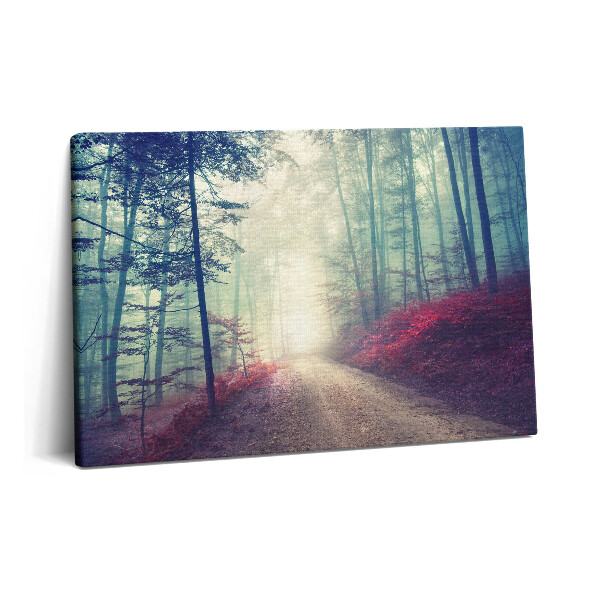 Canvas kép 60x40 Út ködös őszi erdőben