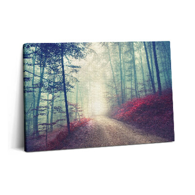 Canvas kép 60x40 Út ködös őszi erdőben