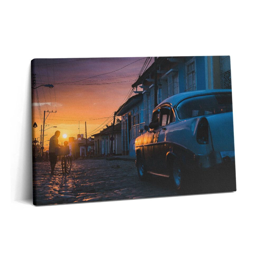 Canvas kép 60x40 Naplemente és egy régi autó