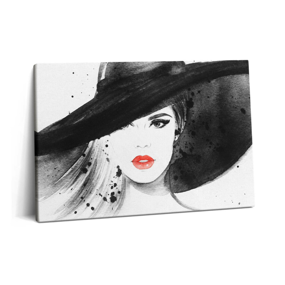 Canvas kép 60x40 Nő kalapban és feketében
