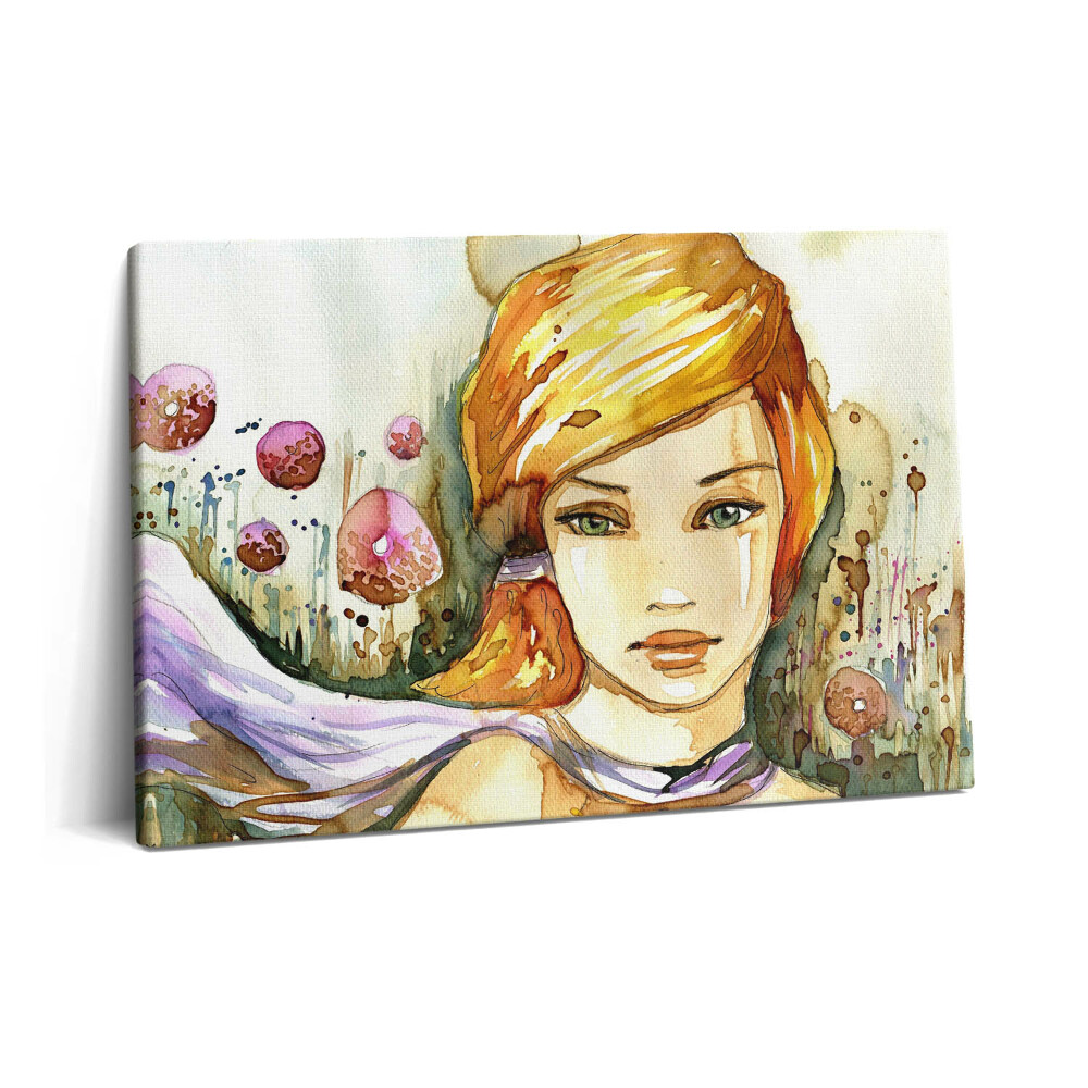 Canvas kép 60x40 Akvarell nő és fánk