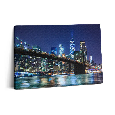 Canvas kép 60x40 Brooklyn híd New Yorkban éjszaka