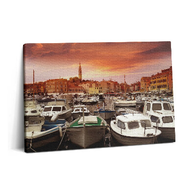 Canvas kép 60x40 Móló hajókkal Horvátországban