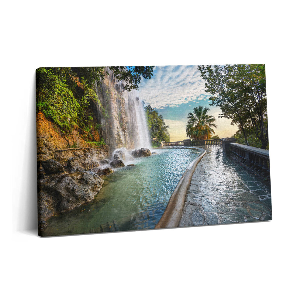 Canvas kép 60x40 Vízesés a Parc de la Colline du Chateau-ban