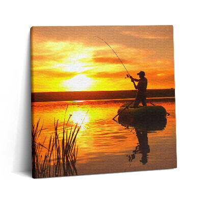 Vászonkép 60x60 Halász és naplemente