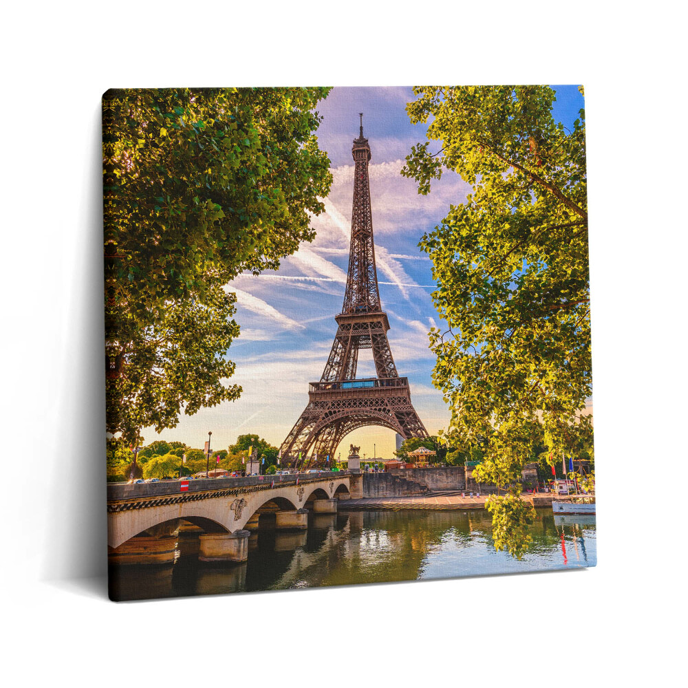 Vászonkép 60x60 Eiffel-torony a fák között
