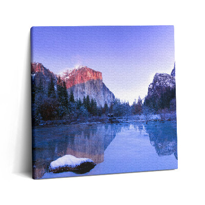 Vászonkép 60x60 Téli táj egy tóval