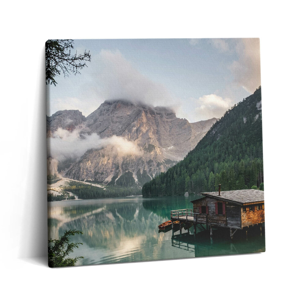 Vászonkép 60x60 Hegyi tóház