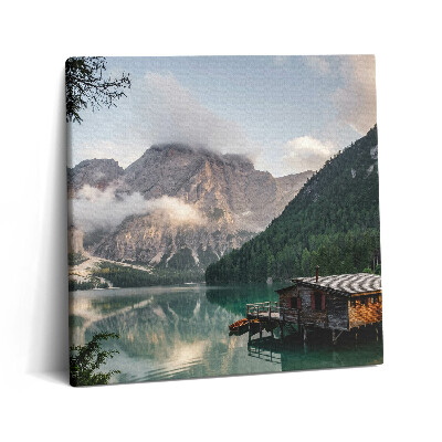 Vászonkép 60x60 Hegyi tóház