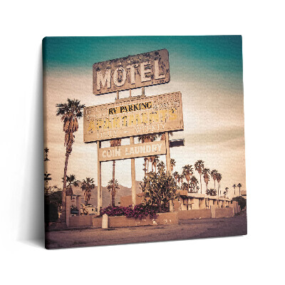 Vászonkép 60x60 Egy út menti motel felirata az Egyesült Államokban