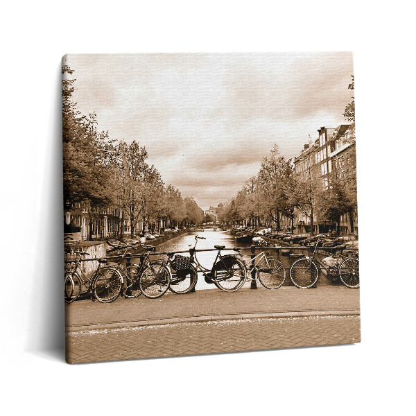 Vászonkép 60x60 Amszterdam látképe kerékpáron