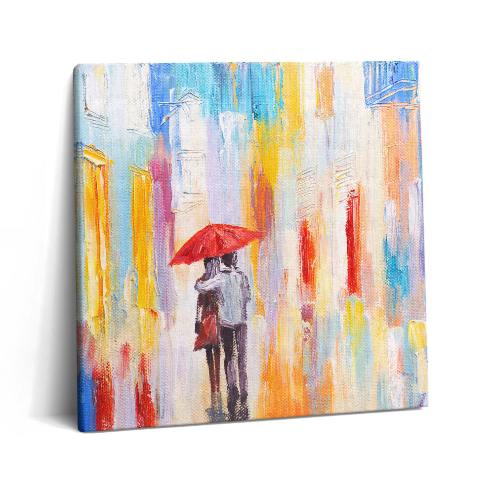 Vászonkép 60x60 Egy absztrakt világ koncepciója - pár az esőben
