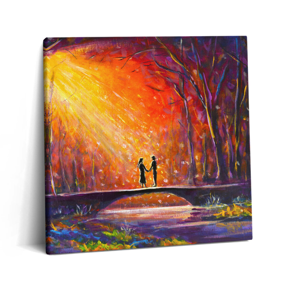 Vászonkép 60x60 Szerelmes pár akvarellel festve