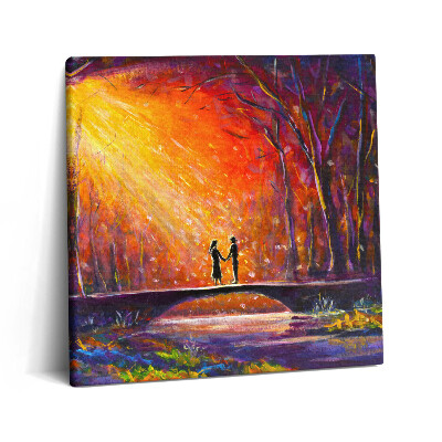 Vászonkép 60x60 Szerelmes pár akvarellel festve