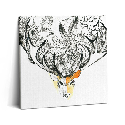 Vászonkép 60x60 Illusztráció az állatokról és a természetről - szarvas