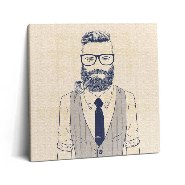 Vászonkép 60x60 Szakállas férfi pipával