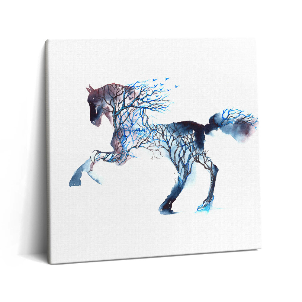 Vászonkép 60x60 Állati természet - festett ló és fák