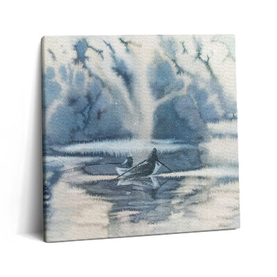 Vászonkép 60x60 Téli tó és csónak